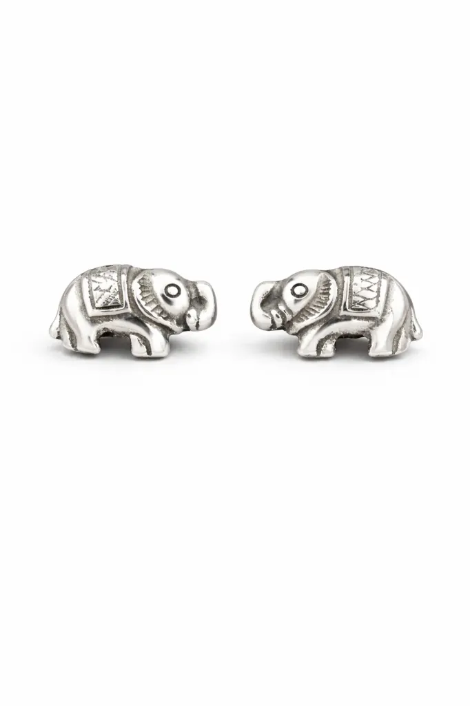 Royal Elephant Charm Stud Earrings