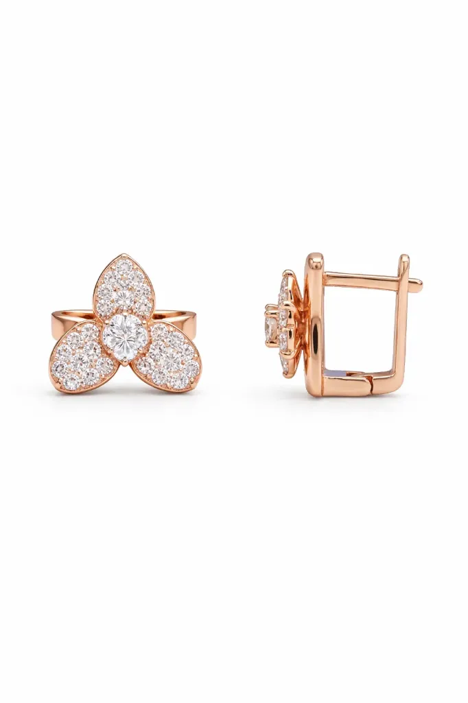 Floral Radiance Rose Gold Stud Earrings