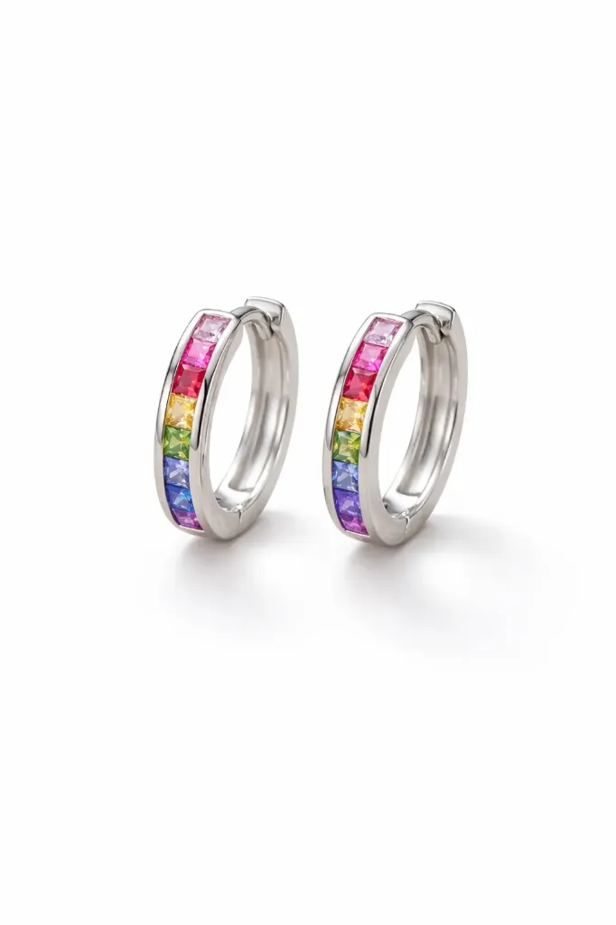 Rainbow Prism Hoop Earrings